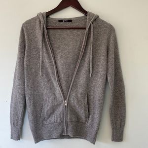 Quince Gray Cashmere Full-Zip Hoodie